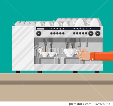 Coffee maker with cups. 32978983