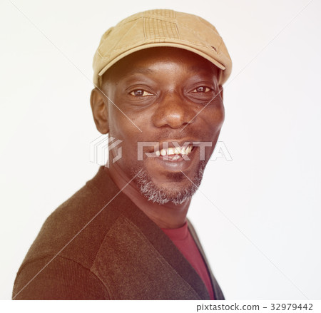 African Male Cheerful Face Expression Studio Portrait 32979442