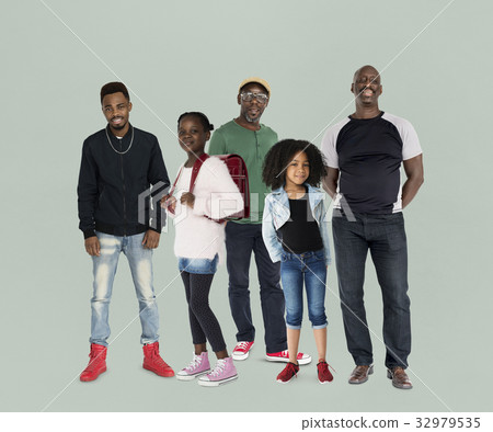 Group of African Descent People Together Set Studio Isolated 32979535