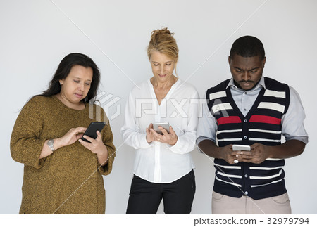 Group People Using Browsing Mobile Phone Group People Using Browsing Mobile Phone 32979794