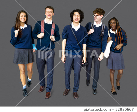 Group of Diverse High School Students Studio Portrait Group of Diverse High School Students Studio Portrait 32980667