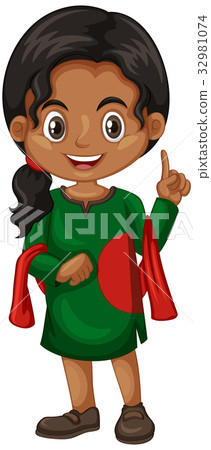 Bangladesh girl in green costume 32981074