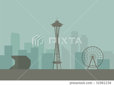 Silhouette of Seattle skyline 32981236