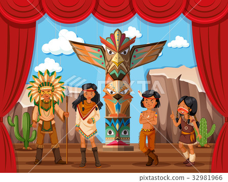 Native american tribe on stage Native american tribe on stage 32981966