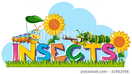Word insects with caterpillars and sunflowers Word insects with caterpillars and sunflowers 32982056