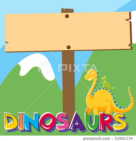 Wooden board with dinosaur under Wooden board with dinosaur under 32982134