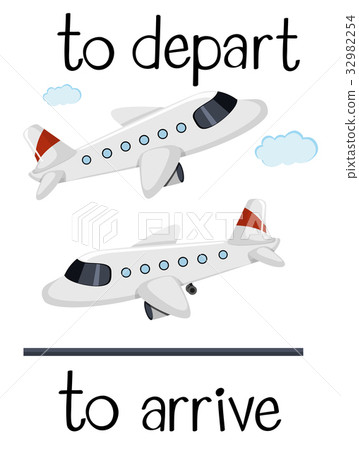 Opposite wordcard for depart and arrive 32982254