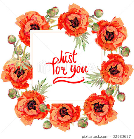 Wildflower poppy flower frame in a watercolor Wildflower poppy flower frame in a watercolor 32983657