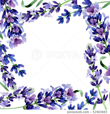 Wildflower lavender flower frame in a watercolor Wildflower lavender flower frame in a watercolor 32983665