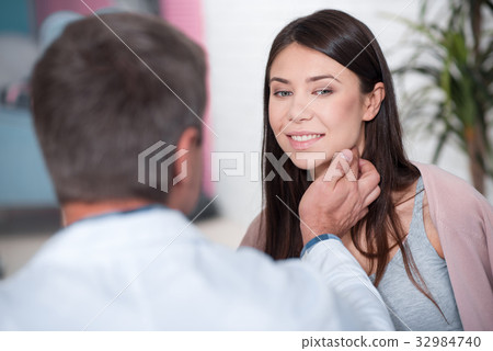 Portrait of young brunette that looking aside Portrait of young brunette that looking aside 32984740