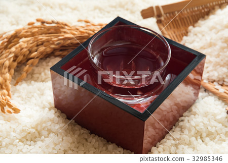 Sake and rice cake 32985346