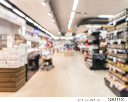 blurred supermarket aisle blurred supermarket aisle 32985801