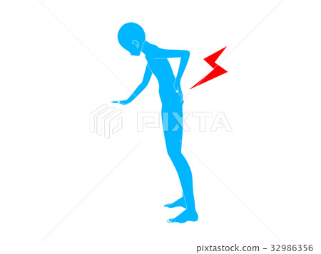 Backache silhouette (blue) Backache silhouette (blue) 32986356