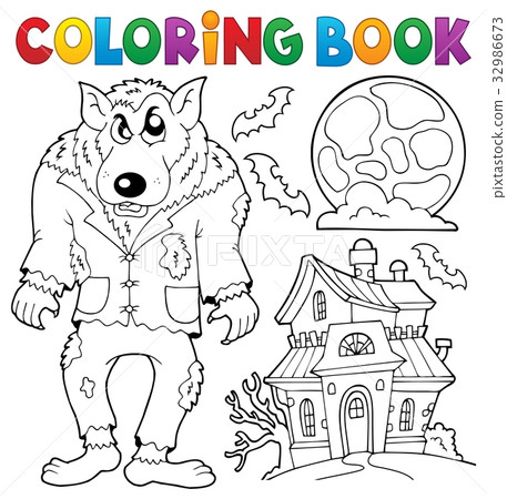 Coloring book werewolf theme Coloring book werewolf theme 32986673