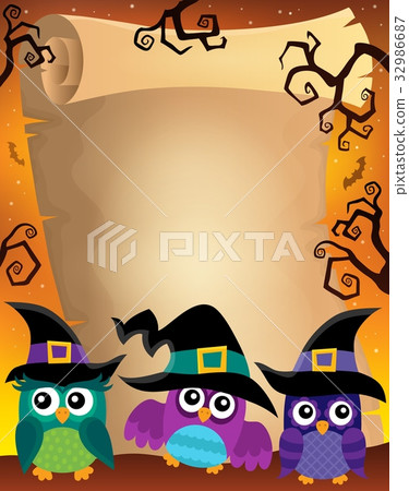 Halloween parchment with owls theme 2 32986687