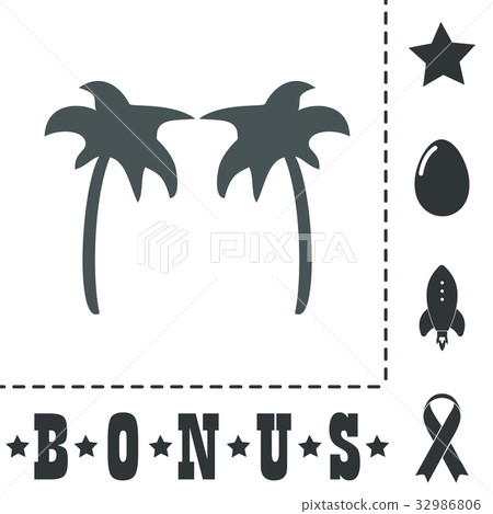 Two  palm trees silhouette isolated 32986806