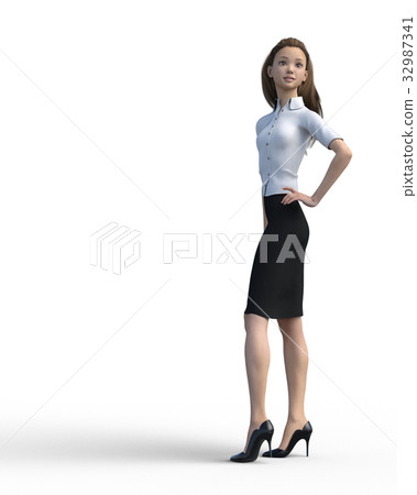 Women in business wear posing Facial expression a la carte perming3DCG illustrations material 32987341