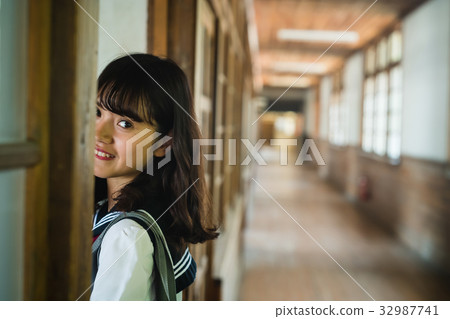School corridor high school girl School corridor high school girl 32987741