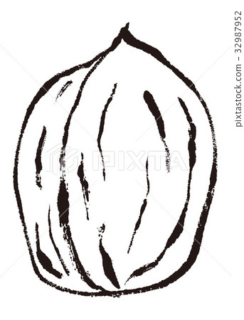 核桃水彩水墨畫 32987952