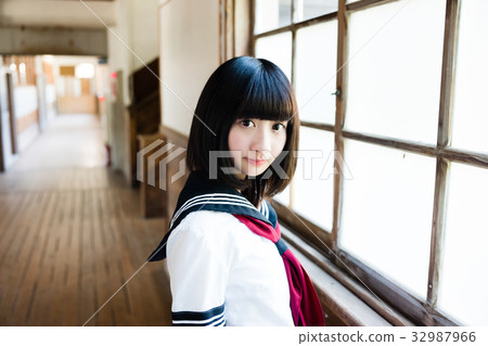 School corridor high school girl School corridor high school girl 32987966