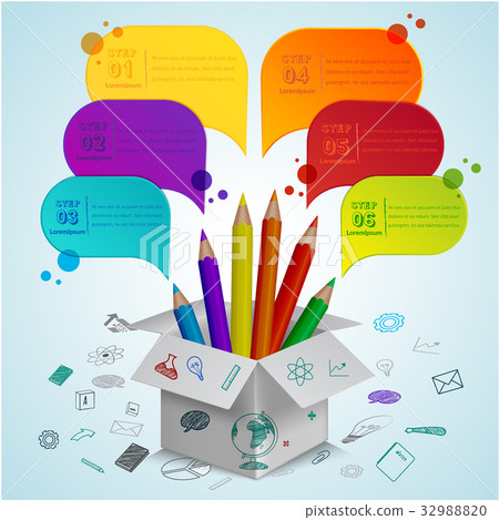education infographic with colorful pencils draw. education infographic with colorful pencils draw. 32988820