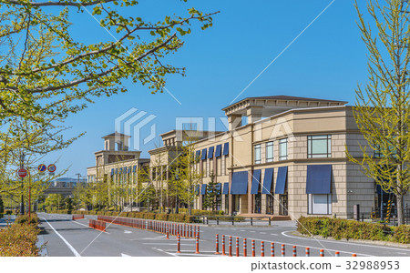 一條美麗的購物街道的都市風景 32988953