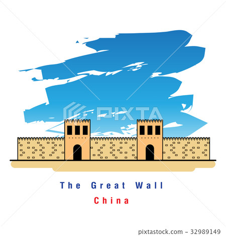 Illustrator of Great Wall of China. Vector 32989149