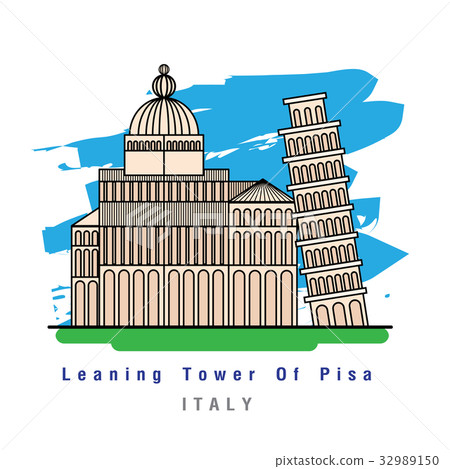 Illustrator of Leaning tower of pisa Italy. Vector Illustrator of Leaning tower of pisa Italy. Vector 32989150