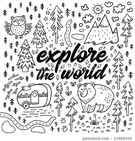 Explore the world cartoon contour map. Comic Explore the world cartoon contour map. Comic 32989208