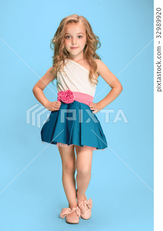 Full length of beautiful little girl in dress Full length of beautiful little girl in dress 32989920