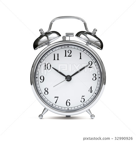 Old Chrome Fashioned Alarm Clock Isolated Stock Ilration 32990926 Pixta Old Chrome Fashioned Alarm Clock, Chrome Alarm Clock