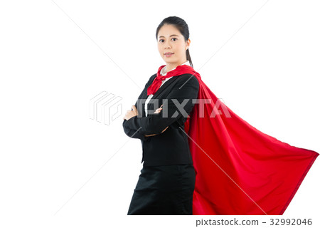 office female superhero standing on the white wall 32992046