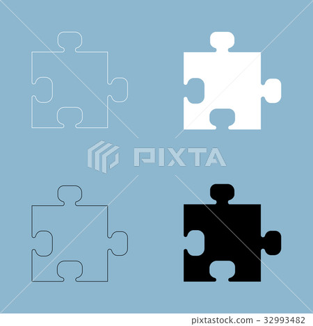 The puzzle the black and white color icon . The puzzle the black and white color icon . 32993482