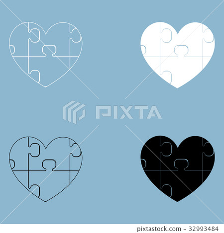 Heart with puzzle icon . Heart with puzzle icon . 32993484