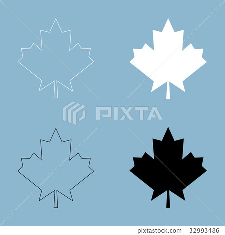 Maple leaf  the black and white color icon . 32993486