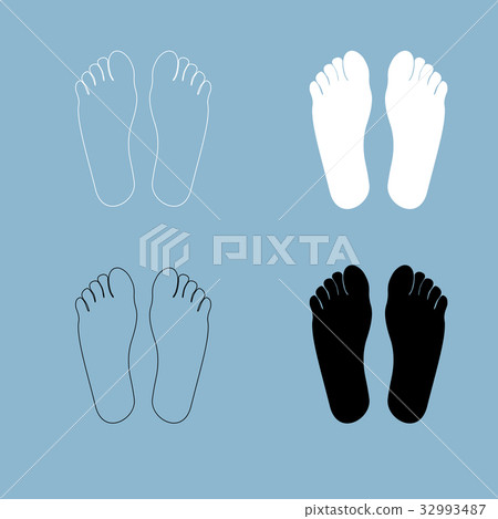 Footprint heel the black and white color icon . Footprint heel the black and white color icon . 32993487