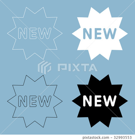 New symbol the black and white color icon . New symbol the black and white color icon . 32993553