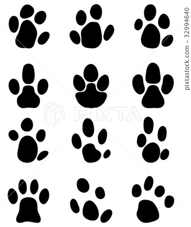 Black footprints of tapir on a white background 32994640
