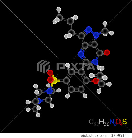 Viagra model molecule. Isolated on black Viagra model molecule. Isolated on black 32995391