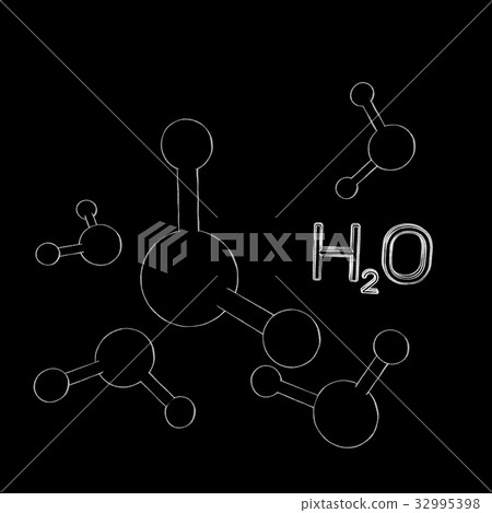 Water model molecule. Isolated on black background - Stock Illustration ...