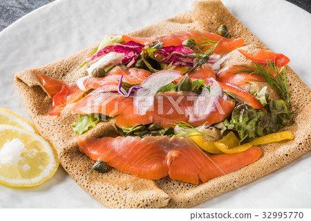 Buckwheat flour crepe gullette galette French food Buckwheat flour crepe gullette galette French food 32995770