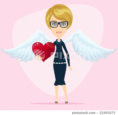 cute little angel valentine greeting card - Stock Illustration ...