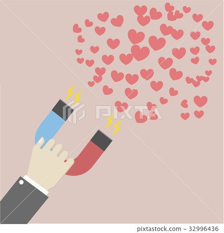 Magnet attracting hearts 32996436