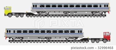 Set of Many Wheel Trailer and Truck 32996468
