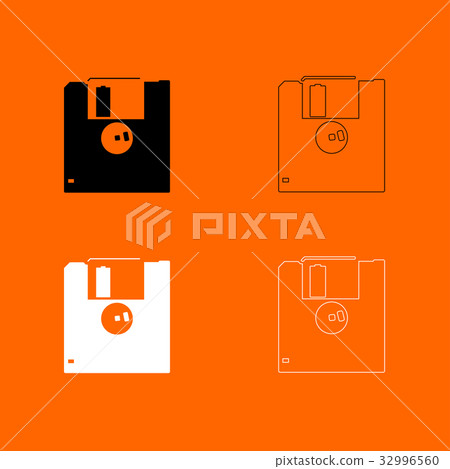 Floppy disk black and white set icon . - Stock Illustration [32996560 ...