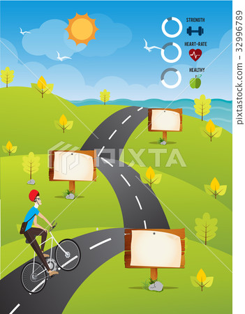 People cycling bicycle in vacation time. People cycling bicycle in vacation time. 32996789
