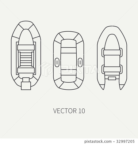 Line flat vector fisher and camping icon 32997205