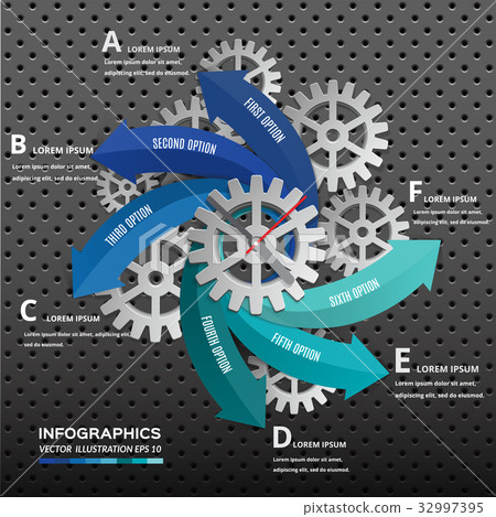 Arrow with gear wheel for infographic. Arrow with gear wheel for infographic. 32997395