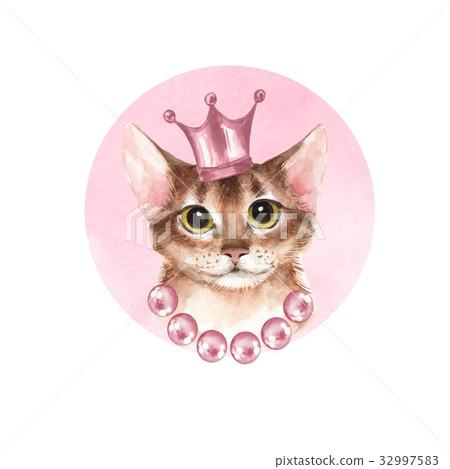 Cat in pink crown  32997583