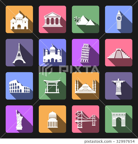 Landmarks flat icons 32997654